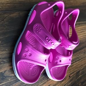 Girls pink Crocs sandals size 1